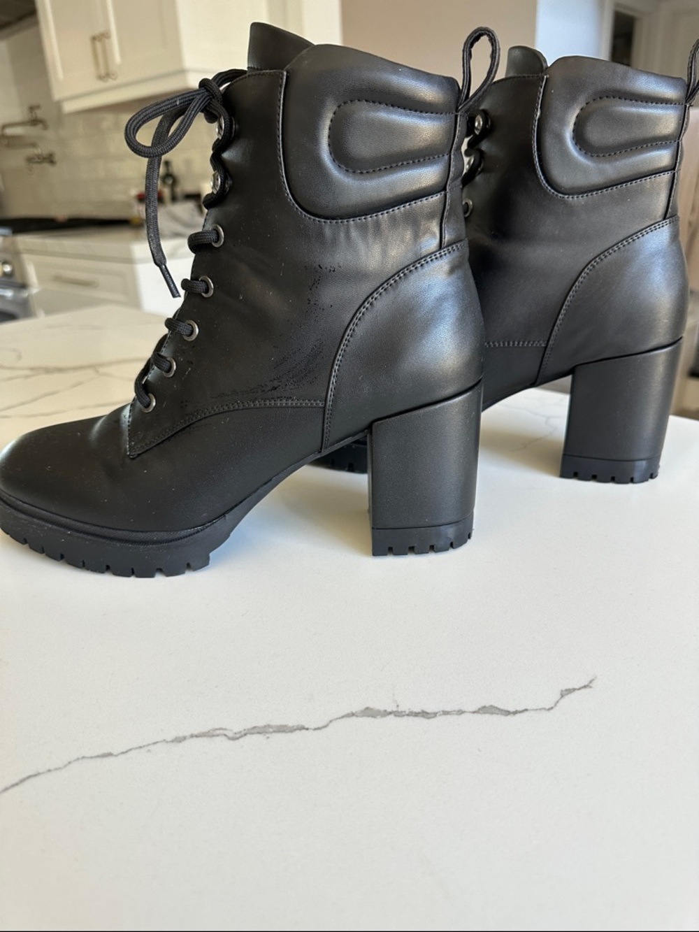 Black Essen Aerosols Lace Front Leather Boot Size 10 View 4